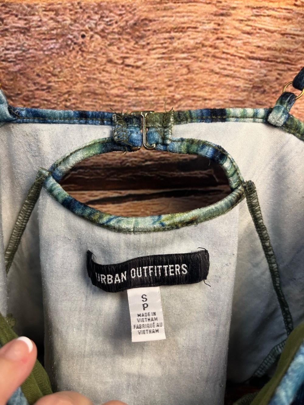 Urban Outfitters Josie Velvet Corset Chartreuse Tie-Dye Strap Crop Top (236) - Picture 6 of 9